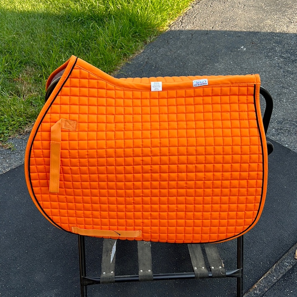 Pumpkin orange PRI all purpose English jumping saddle pad